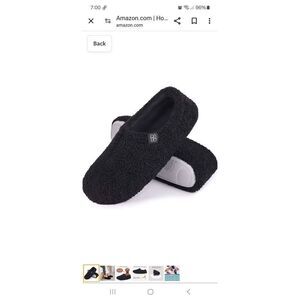 New Size 7-8 Home Top Black Memory Foam Loafer Slippers House Shoes Fleece Lined